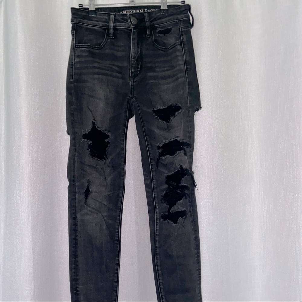 American Eagle Black Ripped Skinny Jeans